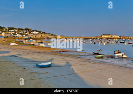 Hugh Town; Town Beach and Harbour St Mary's; Isles of Scilly; UK Stock Photo