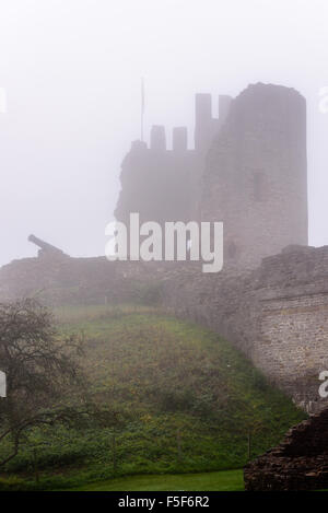 Dudley Castle surrounded by fog at Dudley Zoo West Midlands UK Stock Photo