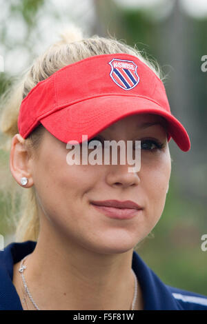 Newport Beach, CA, USA. 06th July, 2007. ANNA KOURNIKOVA (26) plays for the Sacramento Capitals at the Newport Beach Breakers in World Team Tennis 2007. A retired Russian professional tour tennis player and model. Although she never won a major singles tournament, she became one of the best known tennis players worldwide. At the peak of her fame, fans looking for images of Kournikova made her name (or misspellings of it) one of the most common search strings on Google. She was born in Moscow, Soviet Union to Alla and Sergei Kournikov - her family later migrated to the United States. Presently Stock Photo
