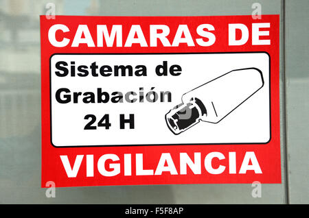 surveillance warning sticker Stock Photo