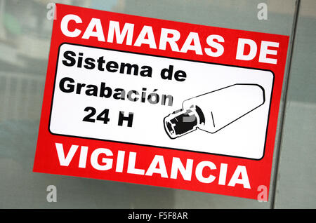surveillance warning sticker Stock Photo