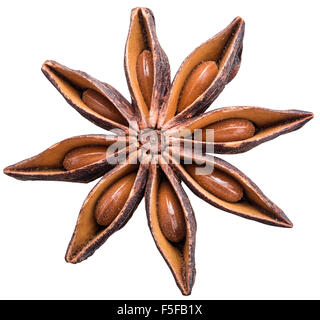Anise star with seeds in it. File is of high quality and contains clipping paths. Stock Photo