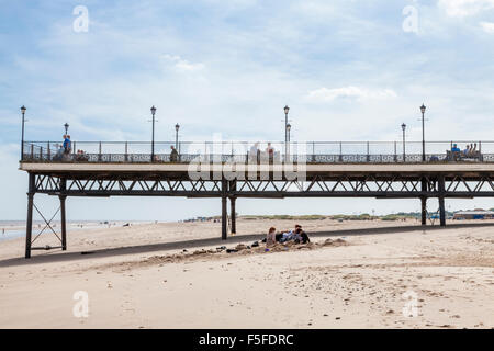 Skegness beach and pier, Skegness, Lincolnshire coast, England, UK Stock Photo