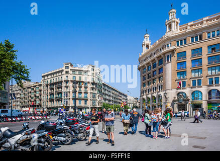 Spain, Catatonia, Barcelona, Placa de Catalunya, large square in the city centre Stock Photo