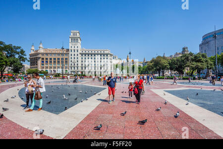 Spain, Catatonia, Barcelona, Placa de Catalunya, large square in the city centre Stock Photo