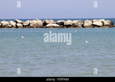 beach of Cesenatico on the Adriatic sea in Romagna, Italy Stock Photo