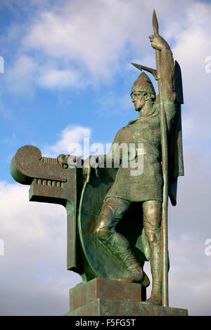 Sculpture of Ingolfur Arnarson, by sculptor Einar Jonsson, Reykjavik, Iceland Stock Photo