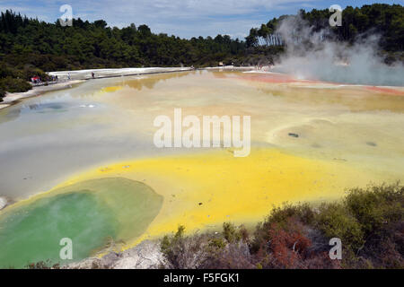 Waiotapu colorful Artist's Palette thermal lake, Waiotapu Thermal Wonderland, Rotorua, North Island, New Zealand Stock Photo