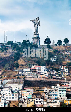 Located on top of the Cerro El Panecillo, this imposing sculpture can be seen from any location in downtown Quito. Stock Photo
