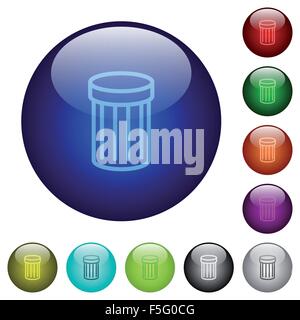 Set of color trash glass web buttons. Arranged layer structure. Stock Vector