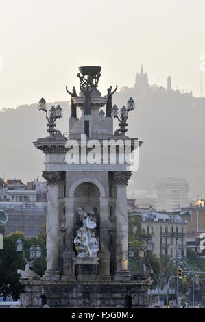 Fountain at Plaça d' Espanya also known as Plaza de España in Spanish. Barcelona, Catalonia, Spain Stock Photo