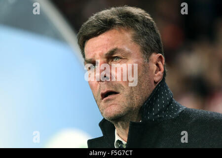 Eindhoven, The Netherlands. 03rd Nov, 2015. Trainer Dieter Hecking of Wolfsburg before the UEFA Champions League Group B soccer match PSV Eindhoven and VfL Wolfsburg at the PSV Stadium in Eindhoven, The Netherlands, 03 November 2015. Photo: Maja Hitij/dpa/Alamy Live News Stock Photo