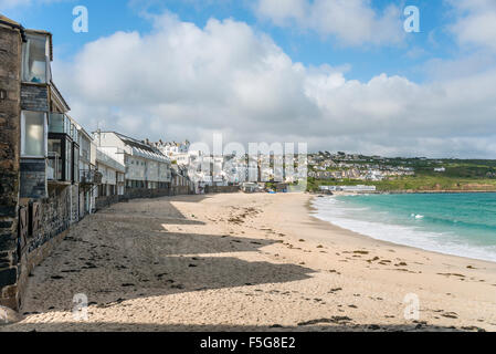 Porthmeor Beach seen from the Island Peninsula, Cornwall, England, UK Stock Photo