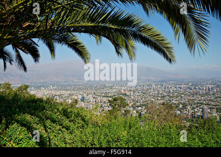 View over Santiago de Chile, seen from San Christobal Hill. Stock Photo