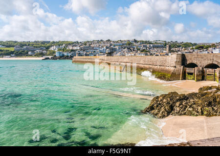 Smeatons Pier at the fishing harbour of St Ives, Cornwall, England, United Kingdom, UK Stock Photo