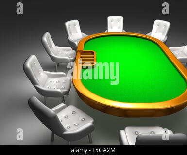 Poker table with chairs top view isolated on white Stock Photo