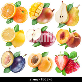 Fruits set with clipping path for each subject. Stock Photo