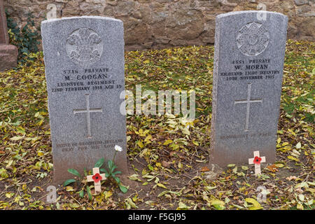 FIRST WORLD WAR GRAVES, GREAT WAR GRAVESTONES, HADDINGTON, SCOTLAND Stock Photo