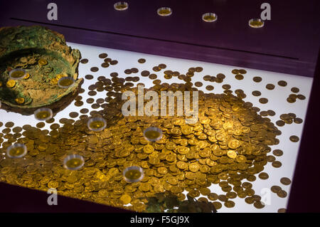 the Trier Gold hoard, Roman coin hoard of gold aurei, Landesmuseum, state museum, Trier, Rheinland-Pfalz, Germany Stock Photo