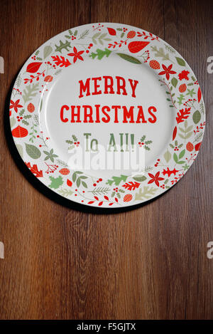 Christmas table setting from above Stock Photo
