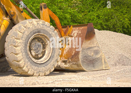 HDR old bulldozer in a concrete plant in the countryside Stock Photo