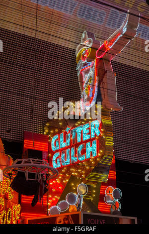 Glitter Gulch neon cowgirl sign Stock Photo - Alamy