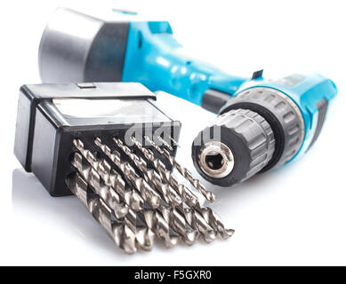 bits collection with drill Stock Photo