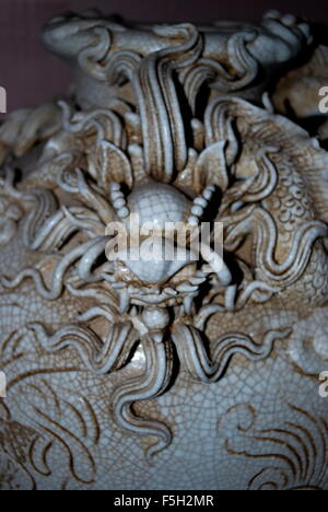 Chinese dragon on glazed pot, Ho Chi Minh City, Vietnam, Asia Stock Photo