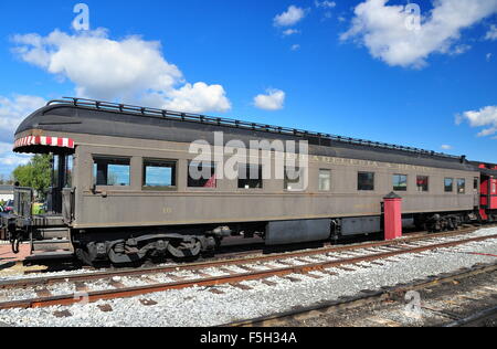 Strasburg, Pennsylvania:  Vintage Philadelphia and Reading Passenger Car in the Strasburg Railroad train yard * Stock Photo