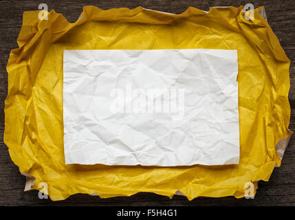 Yellow Crumpled paper Stock Photo