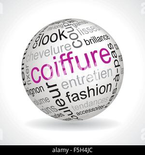 French hairdresser theme sphere with keywords full vector Stock Vector