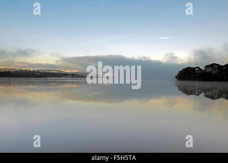 Sunrise on Ullswater Lake, taken  from Howtown, Lake District, Cumbria, England, Uk, Gb. Stock Photo