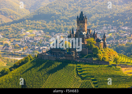 Reichsburg Cochem Castle is more than a castle. It is the largest hill-castle on the Mosel river, Germany. Stock Photo