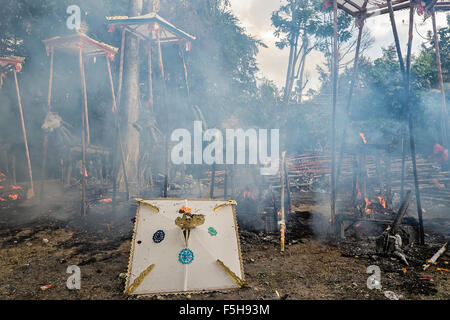 Ngaben cremation ceremony in the village of Penestanaan Kaja in Bali, Indonesia Stock Photo