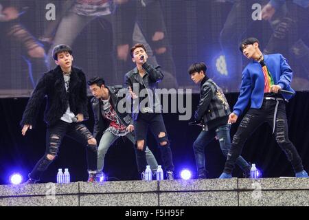 MYNAME, Nov 1, 2015 : K-Pop boys group MY NAME perform during the Japan-South Korea friendship cycling tour event in Tokyo, Japan on November 1, 2015. © Pasya/AFLO/Alamy Live News Stock Photo