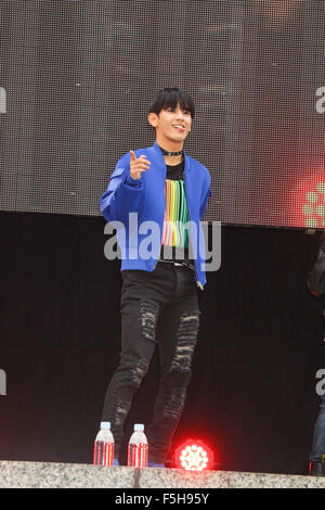 MYNAME, Nov 1, 2015 : K-Pop boys group MY NAME perform during the Japan-South Korea friendship cycling tour event in Tokyo, Japan on November 1, 2015. © Pasya/AFLO/Alamy Live News Stock Photo