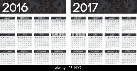 textured black calendar 2016-2017 vector Stock Vector