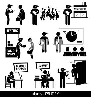 Business Market Survey Analysis Research Stick Figure Pictogram Icons Stock Vector