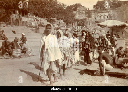 Group of Indians walking on the street, India Stock Photo