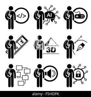 Student Degree in Information Technology - Computer Science, AI, Games Design, Multimedia Animation, 3D, Graphic Designer, Secur Stock Vector