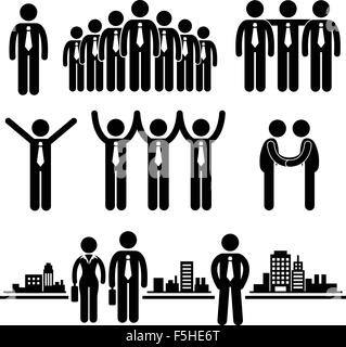 Business Businessman Group Worker Stick Figure Pictogram Icon Stock Vector