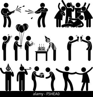Friend Party Celebration Birthday Icon Symbol Sign Pictogram Stock Vector