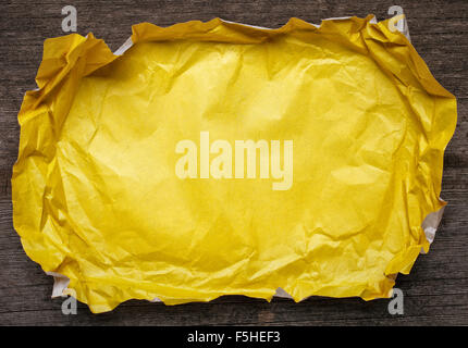 Yellow Crumpled paper  frame Stock Photo