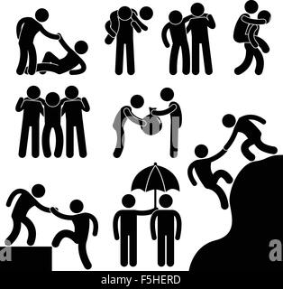 Business Friend Helping Each Other Icon Symbol Sign Pictogram Stock Vector
