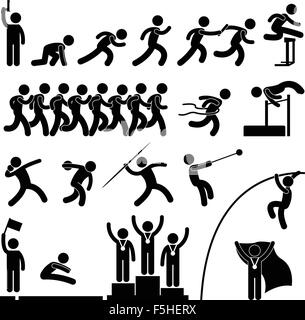 Sport Field and Track Game Athletic Event Winner Celebration Icon Symbol Signs Stock Vector