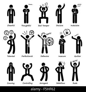 Businessman Attitude Personalities Characters Stick Figure Pictogram Icons Stock Vector