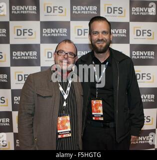Denver, Colorado, USA. 4th Nov, 2015. Festival Film Director GIO TONINELO, left, of the film ''The River Is Moving'' walks the Red Carpet as the 38th. Denver Film Festival kicks off the screening of Charlie Kaufman's Black Comedy Anomalisa at the Ellie Caulkins Opera House at the Denver Center for the Performing Arts Wed. night. Credit:  Hector Acevedo/ZUMA Wire/Alamy Live News Stock Photo