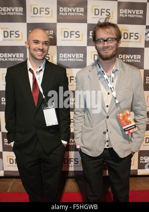 Denver, Colorado, USA. 4th Nov, 2015. Festival Film Director ALEX RHODES-WILMERE, right, of the film ''Mt. Molehill'' walk the Red Carpet as the 38th. Denver Film Festival kicks off the screening of Charlie Kaufman's Black Comedy Anomalisa at the Ellie Caulkins Opera House at the Denver Center for the Performing Arts Wed. night. Credit:  Hector Acevedo/ZUMA Wire/Alamy Live News Stock Photo