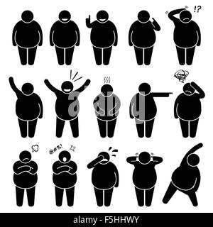 stick figure people pictogram, set of human silhouettes, man icon, various  poses, gestures and movements Stock Vector