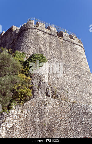 Old stone tower over blue sky Stock Photo